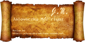 Jaloveczky Máriusz névjegykártya